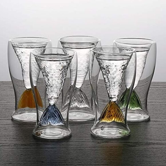 3.4oz Mermaid Wine Glasses Mermaid Tail Cup for Beer Whiskey Cocktail - Picture 5 of 12